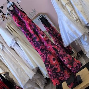 Rachel Allan Elegant Black and Pink Gown